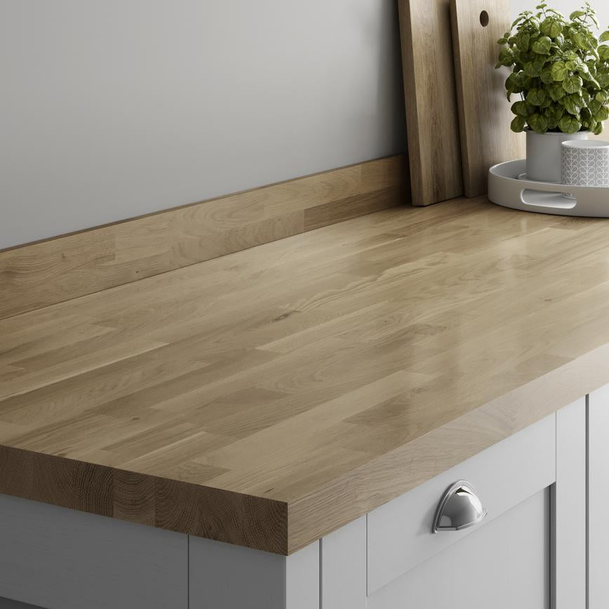 Howdens Pre-Finished Clear Oak Solid Wood Kitchen Upstand | 3m x 18mm