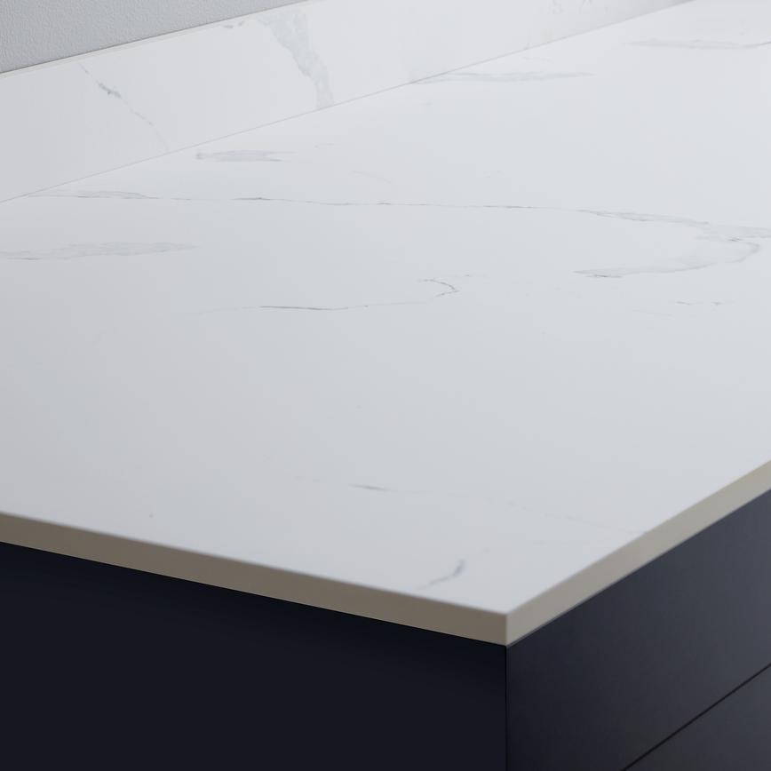 Howdens White Marble Effect Compact Laminate Kitchen Upstand | 3m x 12mm