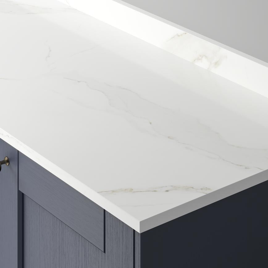 Howdens Calacatta Mineral Marble Effect Laminate Kitchen Upstand | 3m x 19mm