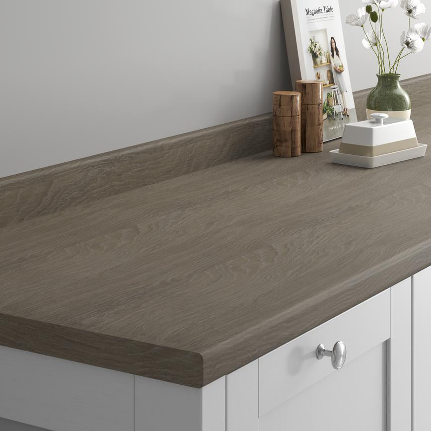 Howdens Grey Oak Effect Laminate Kitchen Upstand | 3m x 19mm