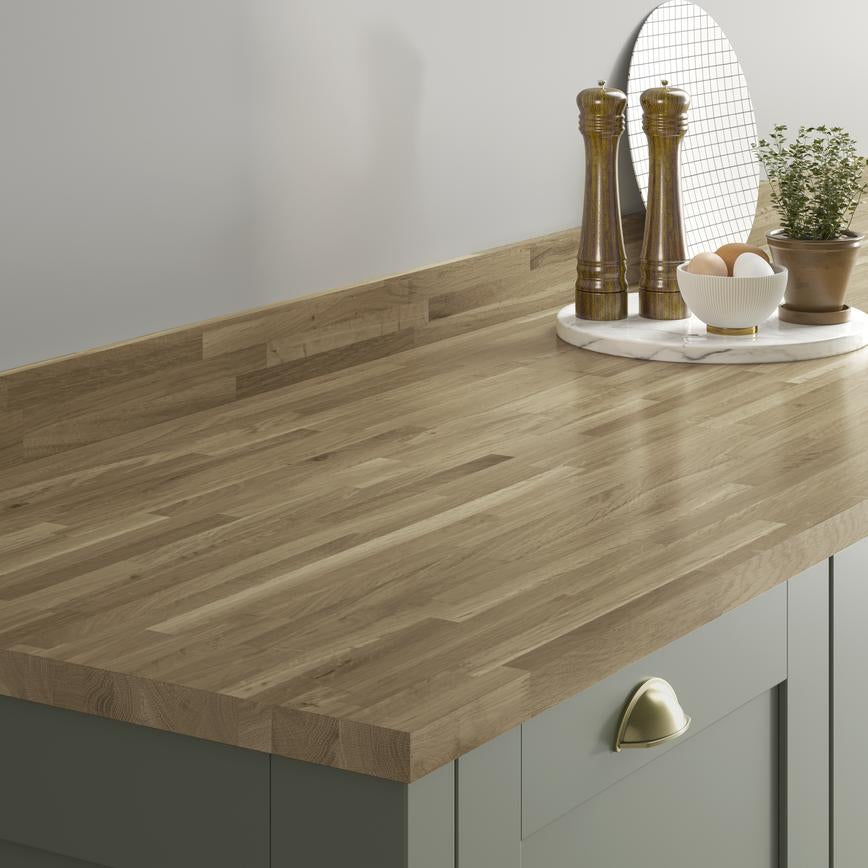 Howdens Unfinished Rustic Oak Solid Wood Kitchen Upstand | 3m x 18mm