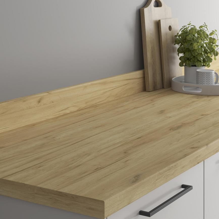 Howdens Warm Oak Effect Laminate Kitchen Upstand | 3m x 19mm