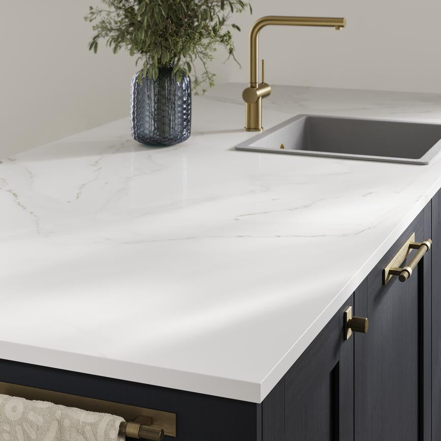 3m x 22mm Square Edge Calacatta Mineral Laminate Worktop
