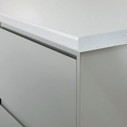 3m x 38mm Bullnose White Mirror Chip Laminate Worktop