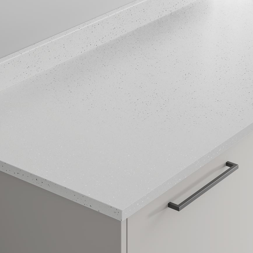 3m x 22mm Square Edge White Sparkle Quartz Effect Laminate Worktop