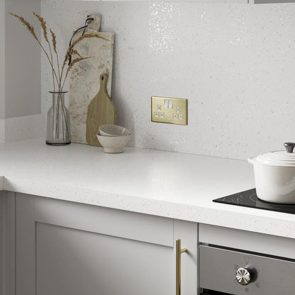 3m x 38mm Square Edge White Sparkle Quartz Effect Laminate Worktop