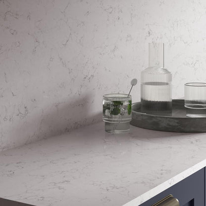 3m x 22mm Square Edge Venus White Marble Effect Laminate Worktop