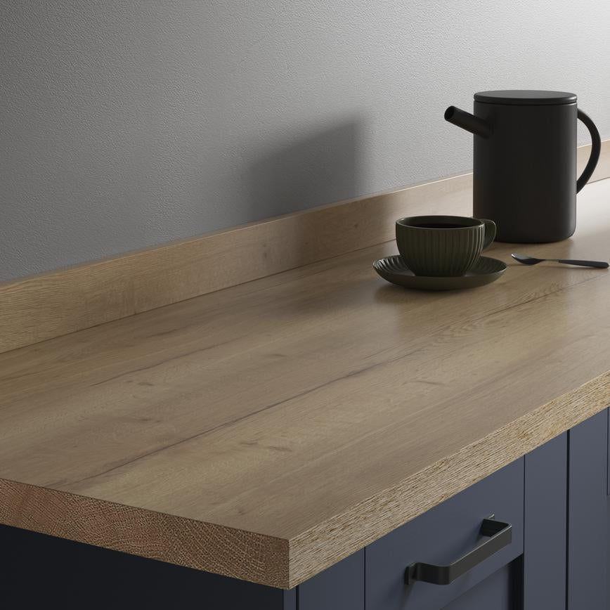 3m x 38mm Square Edge Aged Oak Effect Laminate Worktop