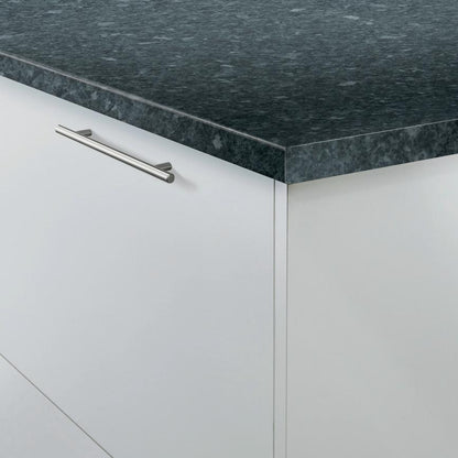 3m x 28mm/38mm Bullnose Black Granite Effect Laminate Worktop