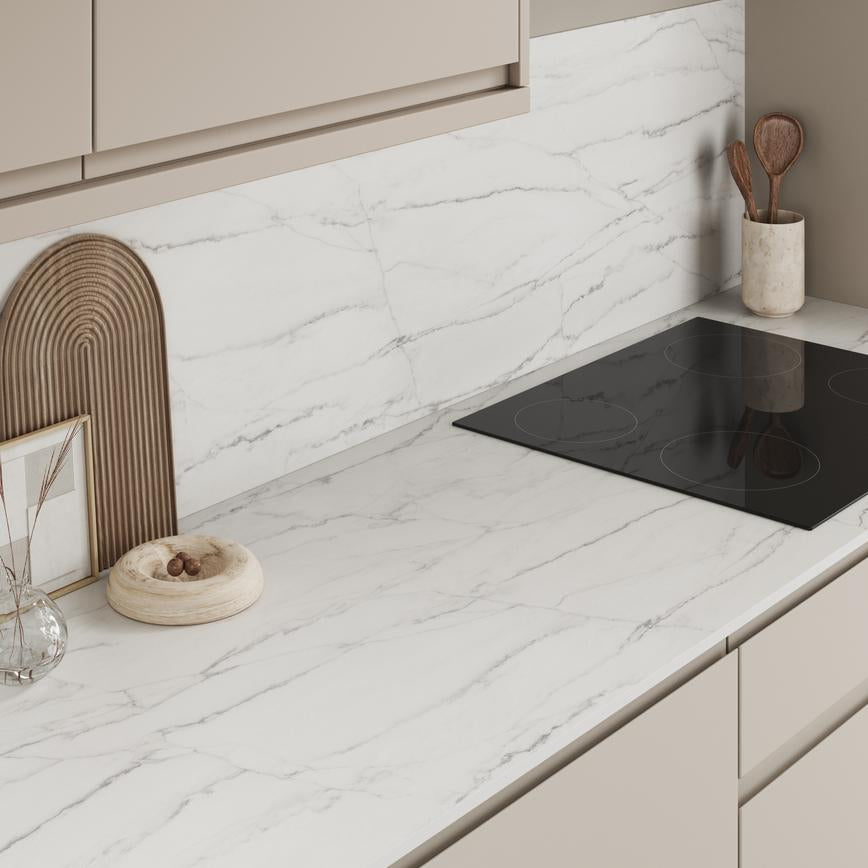 3m x 12mm Square Edge Sabbioso Marble Effect Compact Laminate Worktop