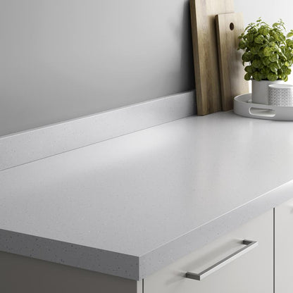 3m x 38mm Square Edge White Sparkle Quartz Effect Laminate Worktop