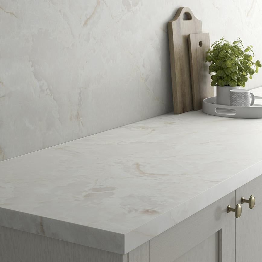 3m x 38mm Square Edge Nimbus Marble Laminate Worktop