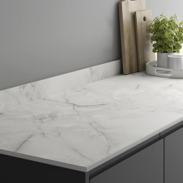 3m x 12mm Glacier Marble Effect Compact Laminate Upstand