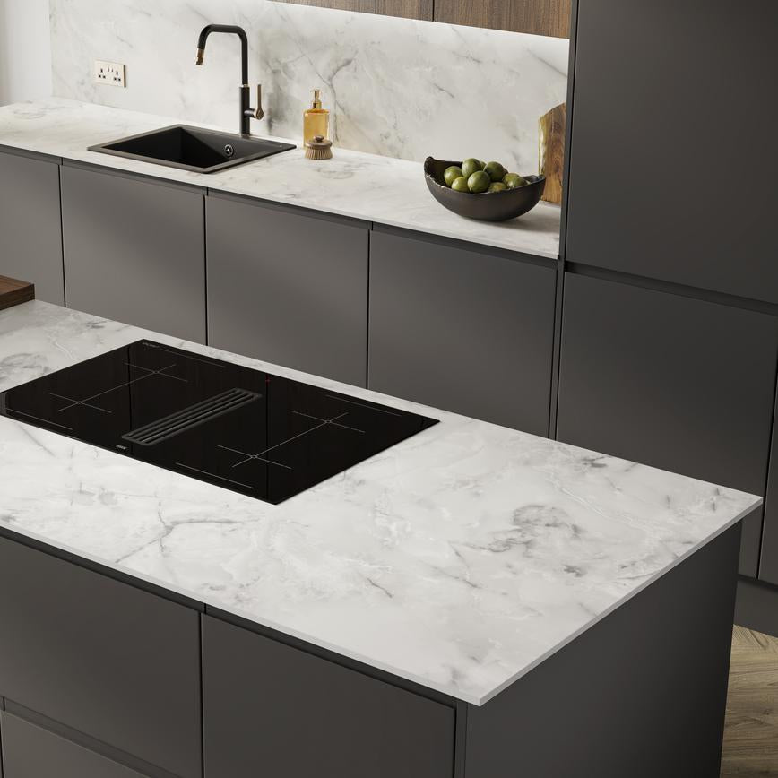 3m x 12.5mm Square Edge Glacier Marble Effect Compact Laminate Worktop