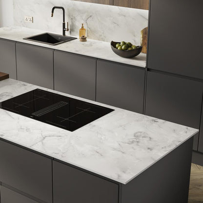 3m x 12.5mm Square Edge Glacier Marble Effect Compact Laminate Worktop