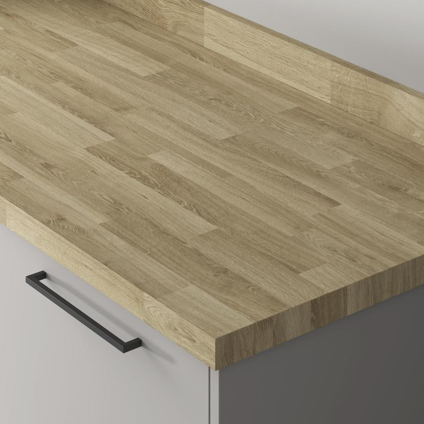 3m x 38mm Square Edge Staved Oak Effect Laminate Worktop