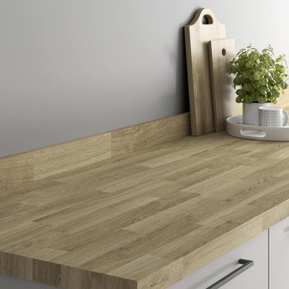 3m x 38mm Square Edge Staved Oak Effect Laminate Worktop