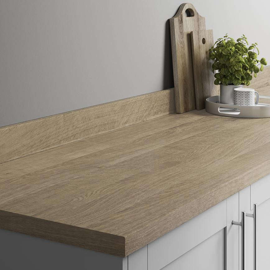 3m x 38mm Bullnose Natural Oak Effect Laminate Worktop