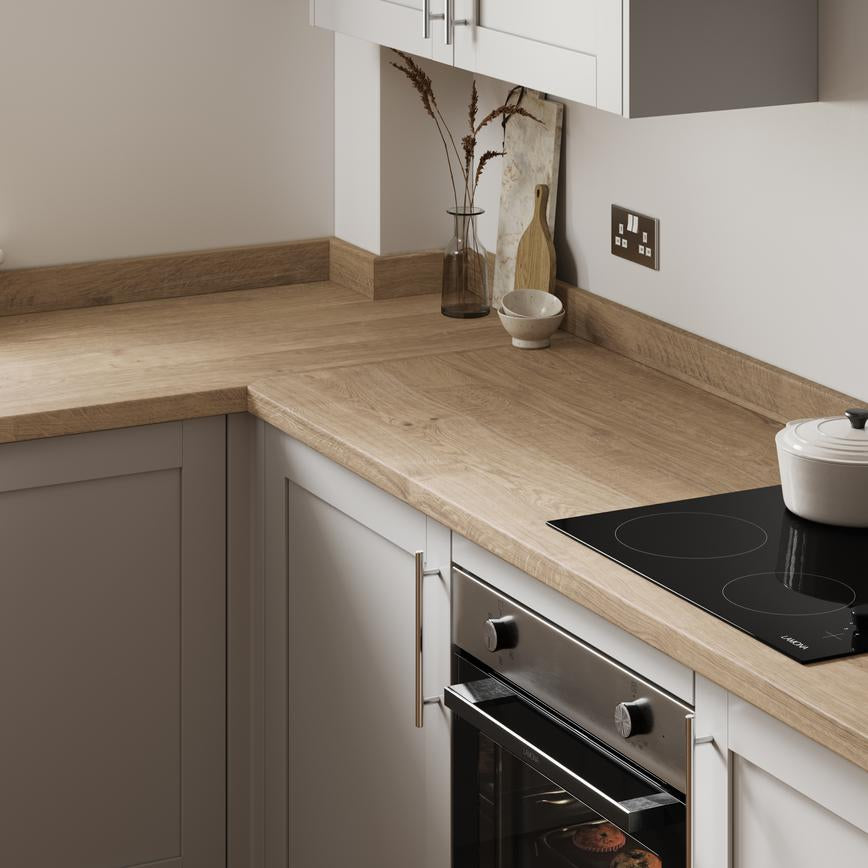 3m x 38mm Bullnose Natural Oak Effect Laminate Worktop