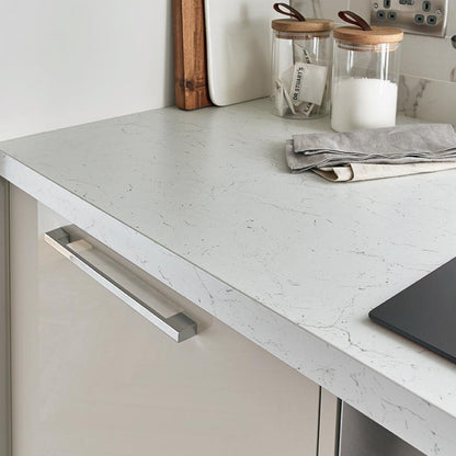 3m/3.6m x 38mm Square Edge White and Grey Marble Effect Laminate Worktop