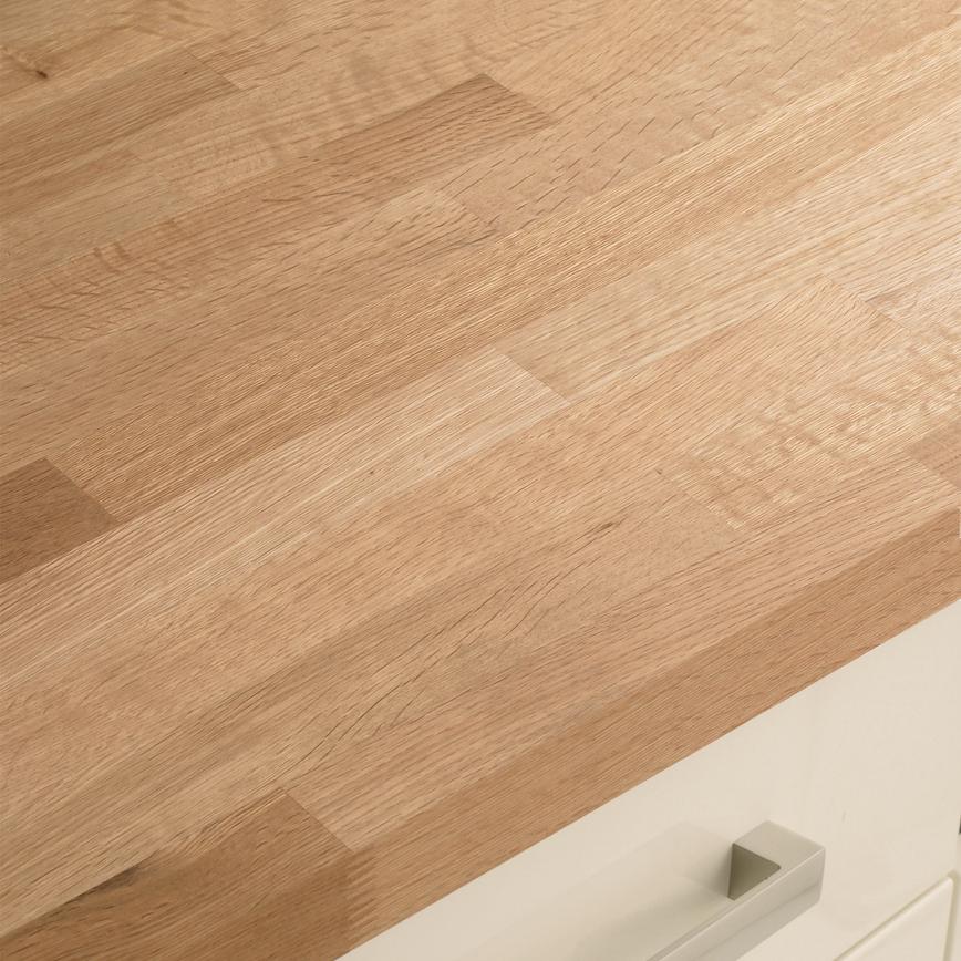 1.86m/3m x 40mm Unfinished Square Edge Rustic Oak Solid Wood Worktop