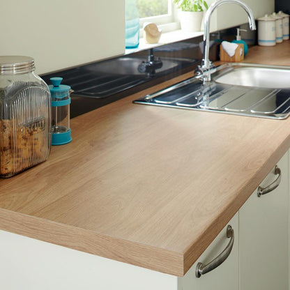 3m x 38mm Bullnose Oak Effect Laminate Worktop