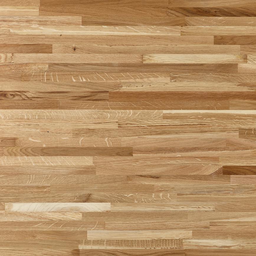 1.86m/3m x 40mm Unfinished Square Edge Oak Block Solid Wood Worktop